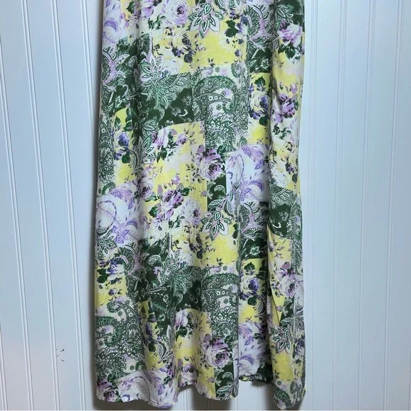 LOFT Patchwork Midi Dress Floral Sleeveless with Ruffle Detail sleeveless SZ 10 - Picture 4 of 10